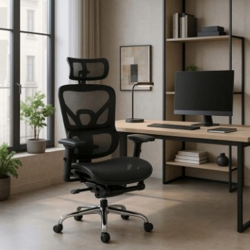 Mebel Elite Вращающееся кресло Kair, эргономичное, чёрное, ME.KAIR/CZ/T/FO - Home Club
