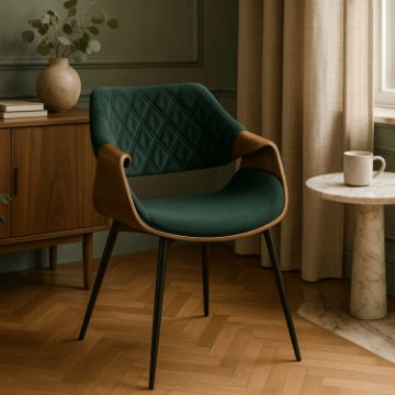 Mebel Elite Стілець Dakota зелений/горіх, велюровий, ME.DAKOTA/Z/O/V/K - Home Club