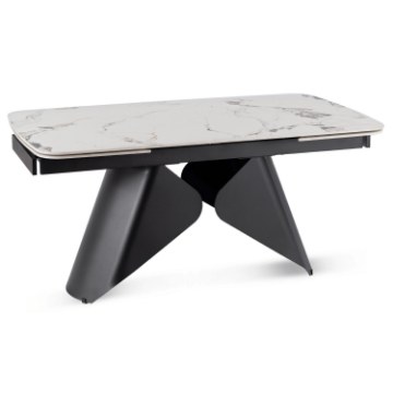 Mebel Elite Стол Verona, керамический, раскладной, 160–240 см, белый мрамор/чёрный, ME.VERONA/B/CZ/CER/S160-220 - Home Club