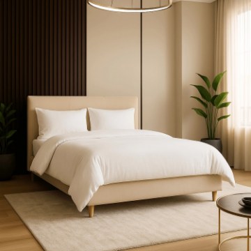 Mebel Elite Кровать 140x200 Kioto, бежевая, из вельвета, ME.KIOTO/140/BZ/SZTR/LOZ - Home Club