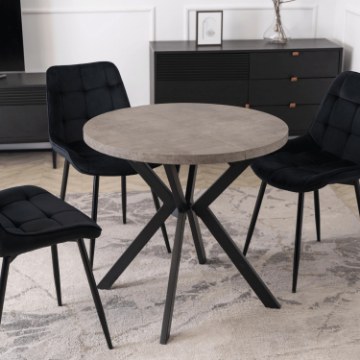 Mebel Elite Стол Dorian, раскладной, 80–160 см, бетон/чёрный, ME.DORIAN/BET/CZ/S - Home Club