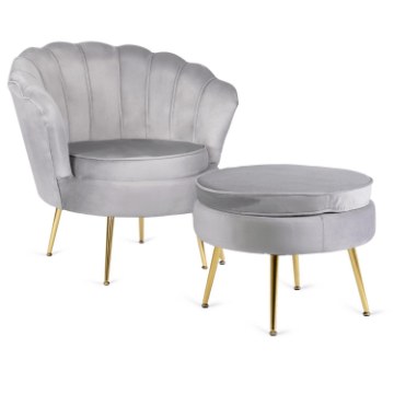 Mebel Elite Крісло Grand з підніжкою, сіре велюрове, ME.GRAND/P/V/FW - Home Club