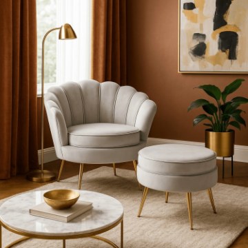 Mebel Elite Кресло Grand с подставкой для ног, серый велюр, ME.GRAND/P/V/FW - Home Club