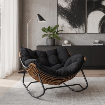 Mebel Elite Кресло-качалка Elton, чёрное, ME.ELTON/CZ/T/FW - Home Club