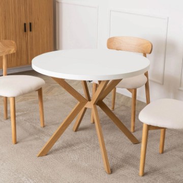 Mebel Elite Стіл Dorian, розкладний, 80–160 см, білий/золотий дуб, ME.DORIAN/B/DREW/S - Home Club