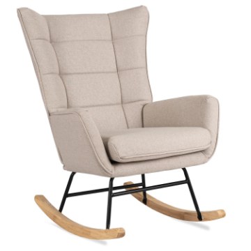 Mebel Elite Крісло-гойдалка Jackson, бежеве/дуб, тканина, ME.JACKSON/BZ/D/T/FW - Home Club