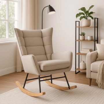 Mebel Elite Кресло-качалка Jackson, бежевый/дуб, ткань, ME.JACKSON/BZ/D/T/FW - Home Club
