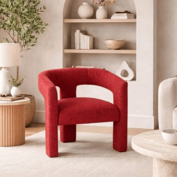 Mebel Elite Крісло для відпочинку Lille бордового кольору з тканини «букле», ME.LILLE/RD/TB/FW - Home Club