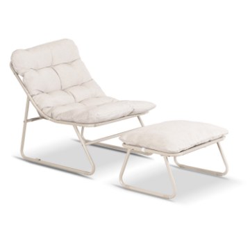 Mebel Elite Садовое кресло Kalista с подставкой для ног, бежевого цвета, ME.KALISTA/P/T/FWPD - Home Club