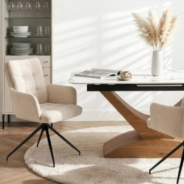 Mebel Elite Вращающееся кресло Akita кремового цвета из вельвета, ME.AKITA/KR/SZTR/K - Home Club
