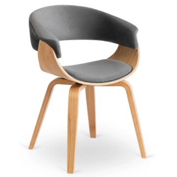 Mebel Elite Стілець Gary, велюровий, сірий/золотий дуб, ME.GARY/P/DZ/V/DG/K - Home Club