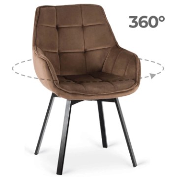 Mebel Elite Обертове крісло Luna, коричневе, велюрове, ME.LUNA/BR/V/K - Home Club