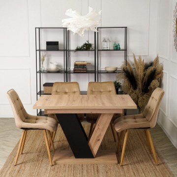 Mebel Elite Стол Clark, раскладной, 120–160 см, дуб Artisan/чёрный, PM.DUBAJ/A/CZ/S - Home Club