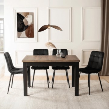 Mebel Elite Стол Skubi, раскладной, 120–160 см, орех/чёрный, W.SKUBI/OM/CZ/S - Home Club