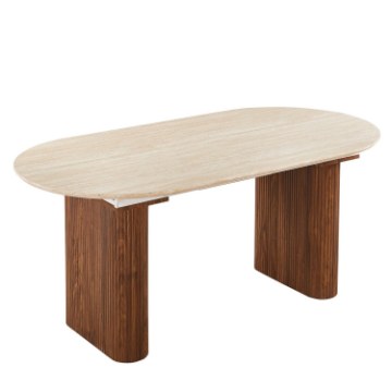 Mebel Elite Стіл Oval, розкладний, 180–220 см, травертин/горіх, ME.OVAL/TRAW/O/S - Home Club