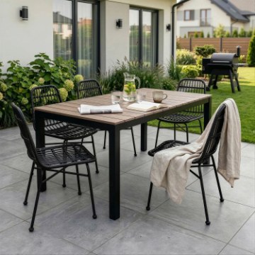 Mebel Elite Садовый стол Argos 140–180 см, орех/чёрный, ME.ARGOS/140-180/O/CZ/OGR/S - Home Club
