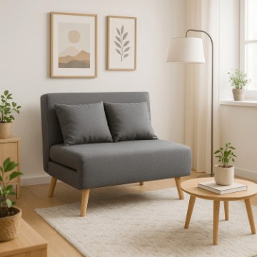 Mebel Elite Двухместное раскладное кресло Marry 2, серого цвета, ME.MARRY2/P/DNAT/T/FW - Home Club