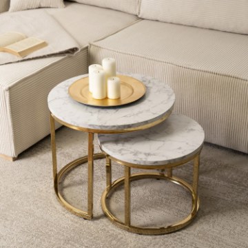 Mebel Elite Набір столиків Olis «Золотий мармур», ME.OLIS/M/ZL/L - Home Club