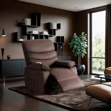 Mebel Elite Раскладной массажный кресло Bruce с функцией качалки, коричневый, искусственная кожа, ME.BRUCE/BR/E/FW - Home Club