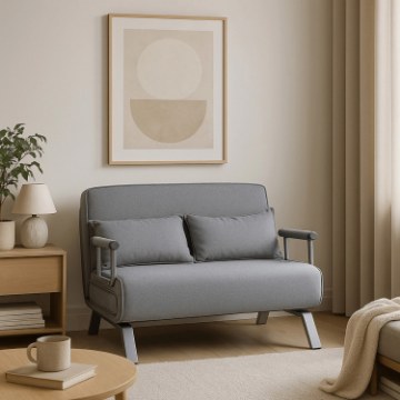 Mebel Elite Двухместное раскладное кресло Bart 2, серого цвета, ME.BART2/P/T/FW - Home Club