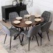 Mebel Elite Комплект: стіл Dorian 80–160 см, дуб рустикальний/чорний, та 6 стільців Lucky, сірі, DORIAN/DRU/CZ/S/LUCKY/P/V/Z6/K - Home Club, зображення 2