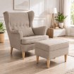 Mebel Elite Кресло для отдыха Evan 2 с подставкой для ног, бежевого цвета, ME.EVAN2/BZ/D/T/FWPD - Home Club, изображение 2