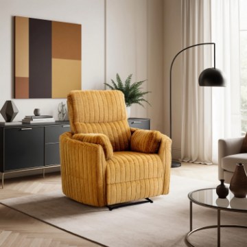 Mebel Elite Раскладной кресло Raul, горчичного цвета, с плюшевой обивкой, ME.RAUL/CU/SZTR/FW - Home Club