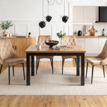 Mebel Elite Стіл Skubi, розкладний, 120–160 см, дуб Craft/чорний, W.SKUBI/DC/CZ/S - Home Club