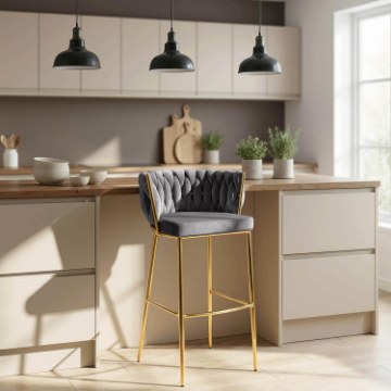 Mebel Elite Барный стул Flores 2, серый, велюровый, ME.FLORES2/P/ZL/V/H - Home Club