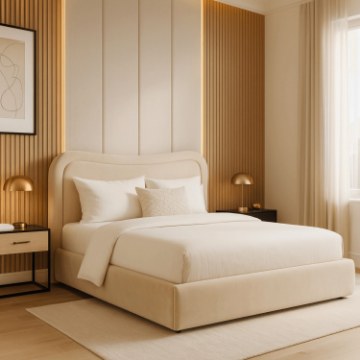 Mebel Elite Кровать 160x200 Haga с ящиком для вещей, кремового цвета, велюровая, ME.HAGA/160/KR/V/LOZZPOJ - Home Club