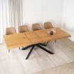 Mebel Elite Комплект: стол Hampton 160–240 см (дуб/чёрный) и 4 стула Bresso (бежевые), HAMPTON/D/CZ/S160-240/BRESSO/BZ/CZ/V/Z4/K - Home Club, изображение 3