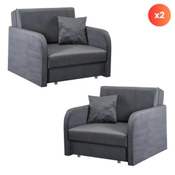 Mebel Elite Набор из 2 одноместных кресел-кроватей Vero серого цвета, PPHUE.BASIA1/PAROS6/Z2/FW - Home Club