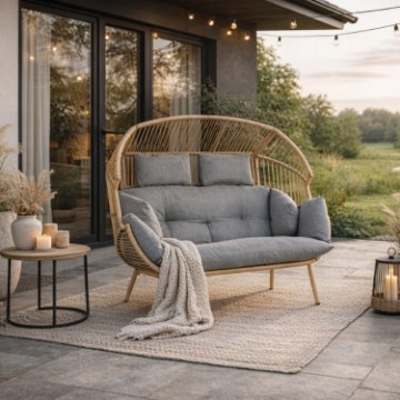 Mebel Elite Двухместный садовый диван Korynt, серый, ME.KORYNT2S/P/NAT/T/FW - Home Club