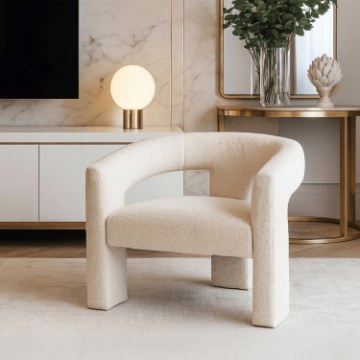 Mebel Elite Крісло для відпочинку Lille кремового кольору з тканини букле, ME.LILLE/KR/TB/FW - Home Club