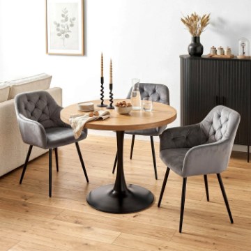 Mebel Elite Стол Lino 100 см, дуб золотой/чёрный, ME.LINO/DZ/S - Home Club