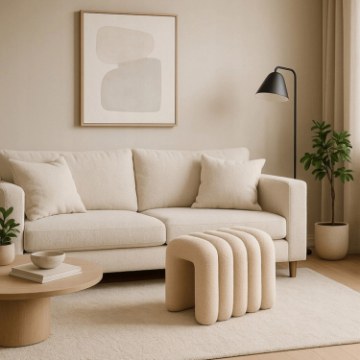 Mebel Elite Мягкий пуф Piksel кремового цвета, ME.PIKSEL/BZ/TB/PUF - Home Club