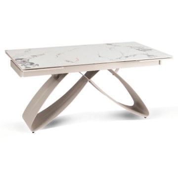 Mebel Elite Стол Luigi, керамический, раскладной, 160–240 см, белый мрамор/кашмир, ME.LUIGI/B/KASZ/S160-240 - Home Club