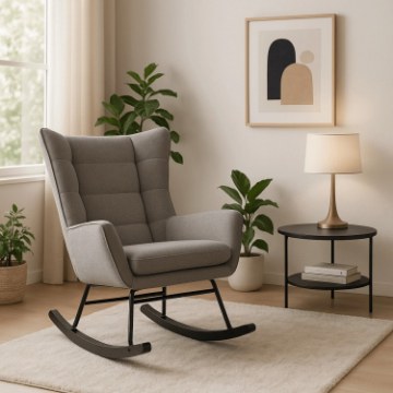 Mebel Elite Кресло-качалка Jackson, серое, ткань, ME.JACKSON/P/T/FW - Home Club
