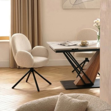 Mebel Elite Вращающееся кресло Musso, бежевое, с букле, ME.MUSSO/BZ/CZ/TB/K - Home Club