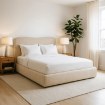 Mebel Elite Кровать 160x200 Bristol с ящиком для вещей, бежевая, из ткани букле, ME.BRISTOL/160/BZ/TB/LOZZPOJ - Home Club, изображение 2