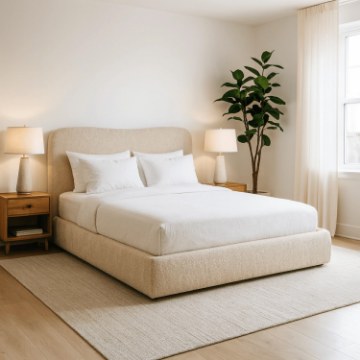 Mebel Elite Кровать 160x200 Bristol с ящиком для вещей, бежевая, из ткани букле, ME.BRISTOL/160/BZ/TB/LOZZPOJ - Home Club