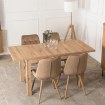 Mebel Elite Комплект: стіл Skubi 120–160 см, дуб Artisan, та 4 стільці Rodri, бежеві, W.SKUBI/DA/S/RODRI/BZ/D/V/Z4/K - Home Club, зображення 3