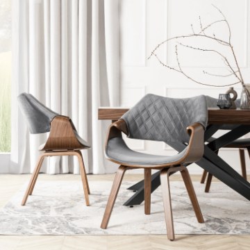 Mebel Elite Стул Luise, серый/орех, велюр, ME.LUISE/P/O/V/DG/K - Home Club