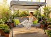 Garden Line Садовая Качель A-Type 170 x 118 x 153 см, Серебристо-Лимонный Цвет С Подставками Для Чашек, KRE9987 - Home Club, изображение 2