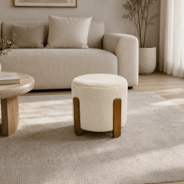 Kontrasto Пуф Seul 37x37x38 см Fut, цвет экрю/дуб Dw, Meb000691 - Home Club
