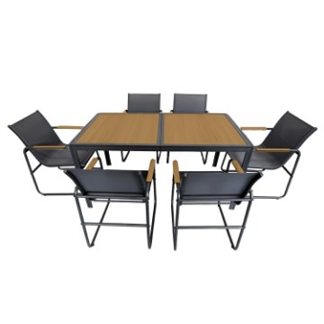 Garden Line Комплект садових меблів: стіл + 6 стільців, антрацитовий, SUR3549 - Home Club
