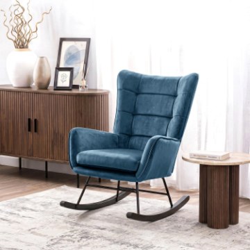 Mebel Elite Кресло-качалка Jackson, темно-синее, велюровое, ME.JACKSON/GR/V/FW - Home Club