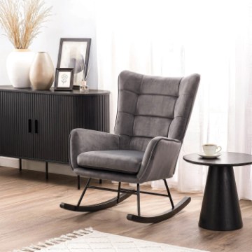 Mebel Elite Кресло-качалка Jackson, серое велюровое, ME.JACKSON/P/V/FW - Home Club