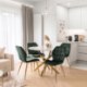 Mebel Elite Комплект: стол Bali 100 см (белый мрамор/золотой) и 4 стула Lucky (зеленые с золотыми ножками), ME.BALI/BM/ZL/S:1|ME.LUCKY/Z/ZL/V/K:4 - Home Club