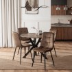 Mebel Elite Комплект: стол Lauren 90 см (дуб рустик/чёрный) и 4 стула Peru (коричневые), ME.LAUREN/RU/CZ/S90:1|ME.PERU/BR/V/K:4 - Home Club